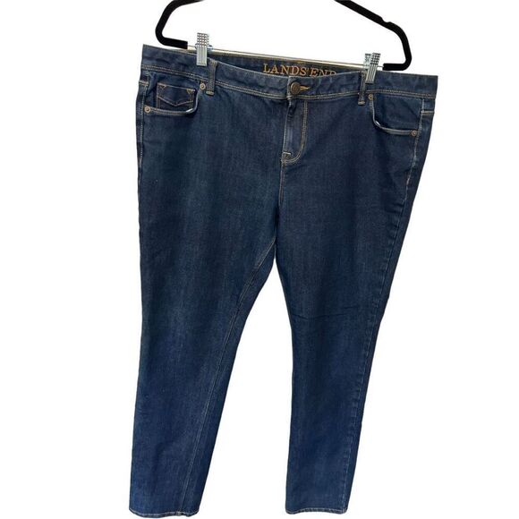 Land’s End Dark Wash Straight Leg Mid Rise Jeans Size 18 Classic staple capsule - Picture 1 of 13
